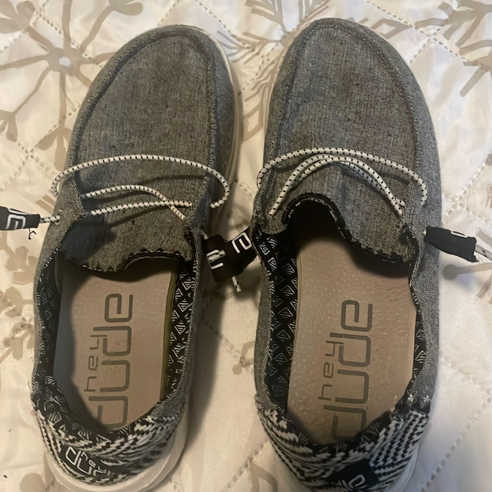 Grey Hey dude slip on